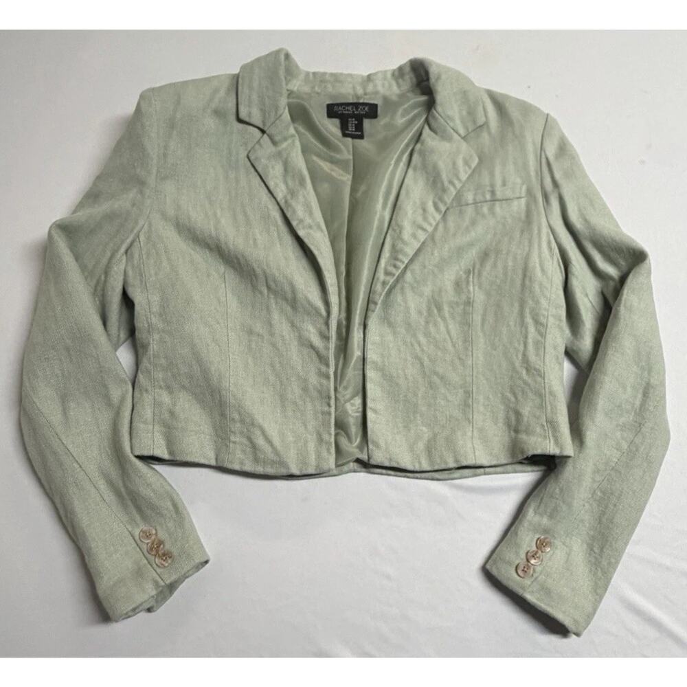 Rachel Zoe Cropped Blazer Women’s M Sage Green Chic Office Career Layer Jacket